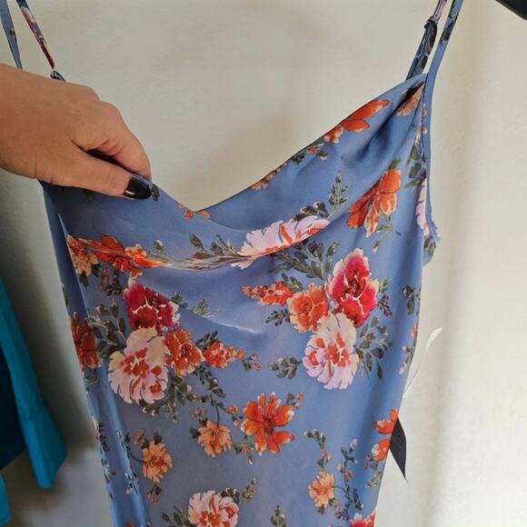 NWT BEBE Floral Satin Slip Dress - Picture 3 of 6